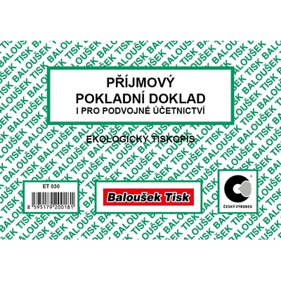 Baloušek tisk ET030 Příjmový pokladní doklad i pro podvojné účetnictví