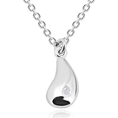 Šperky eshop Stříbrný zrcadlově lesklá kapka s diamantem S59.07