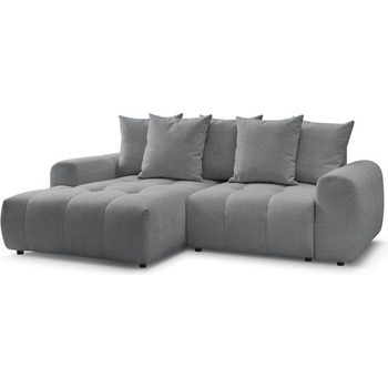 Bobochic Сив шенилов разтегателен ъглов диван с място за съхранение (ляв ъгъл) Roxelane - Bobochic Paris (108421)