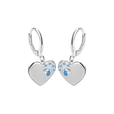 Nubis stříbrné náušnice srdíčka s psí tlapkou NB-3992