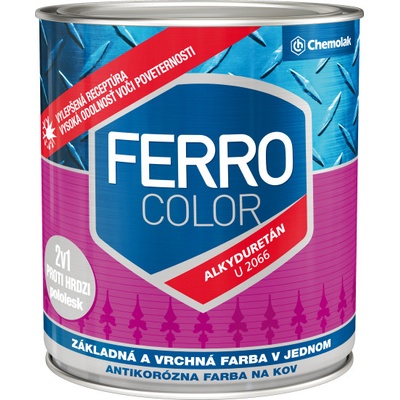 Chemolak FERRO COLOR U 2066 pololesklá antikorózna farba 2v1 1100 šedá 2,5 l