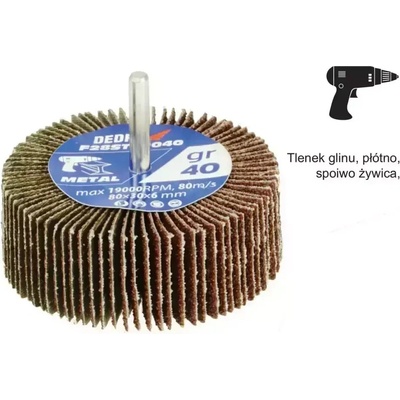 DEDRA Brúsny valec so stopkou 80x30x6mm, zr. 40