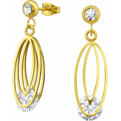 Bijutanki Позлатени Висящи Обеци от Медицинска Стомана с Камъни