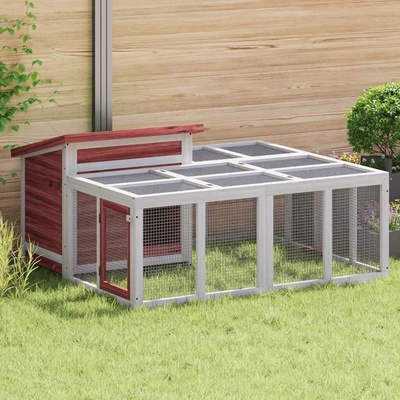 vidaXL Králíkárna moka 144 x 123 x 67,5 cm masivní borové dřevo