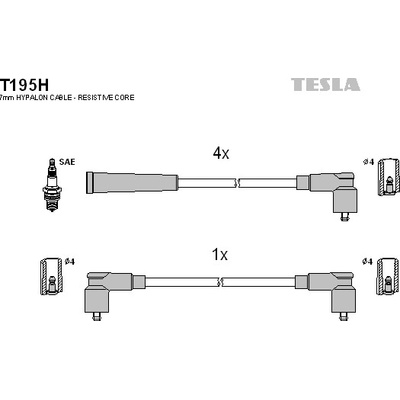 TESLA KABELY ZAPALOVACÍ ŠKODA FELICIA 1.3 MPI ( 007901726S ) T195H | Zboží Auto