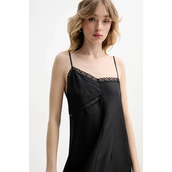 MM6 Maison Margiela Копринена рокля MM6 Maison Margiela в черно дълга със стандартна кройка S52CT0785. M35244 (S52CT0785.M35244)