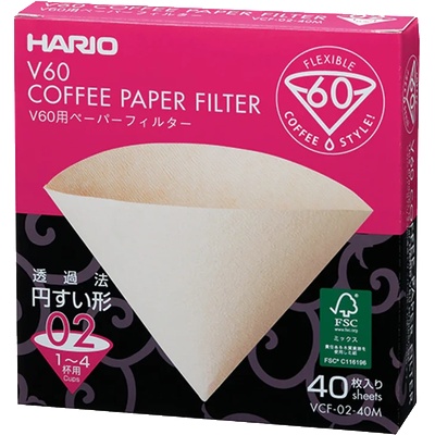 HARIO Хартиени филтри Hario - Неизбелен, V60-02 - 40 бр (VCF-02-40M)