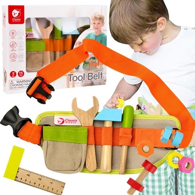 Teddies sada nářadí s opaskem 13 ks dřevo látka