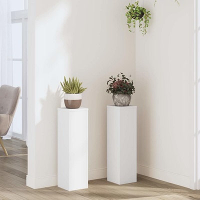 vidaXL Стойки за растения 2 бр бели 17x17x60 см инженерно дърво (852933)