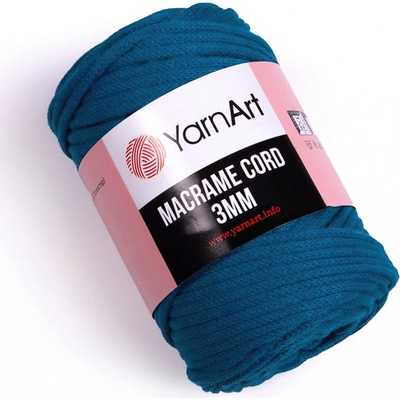Pletací / háčkovací příze YarnArt MACRAME CORD 3mm 789 petrolejově modrá, jednobarevná 250g/85m
