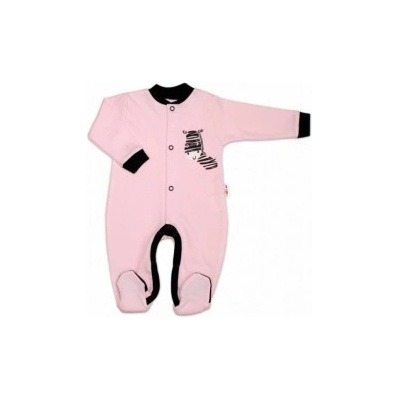 Baby Nellys Bavlněný overálek Zebra růžový