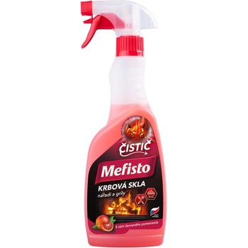 Mefisto Na krbová skla, čistič krbových skel, krbového nářadí a grilů s vůní červeného pomeranče rozprašovač 500 ml