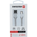 Swissten 71522303 USB / Micro USB, textile, 2m, stříbrný