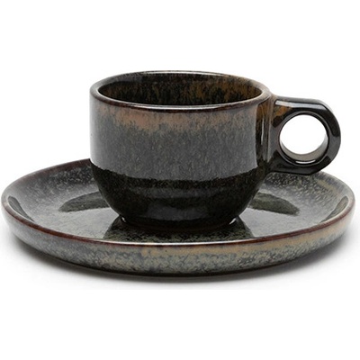 Serax Surface Чаша за еспресо с чинийка, 100 мл, черно-сива (B5116224B)