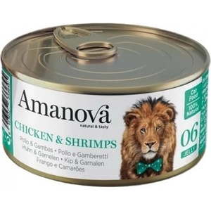 Amanova cat can 06 chicken shrimps - консерва за пораснали котки от всички породи, с Пилешко филе и скариди - 70 гр, Испания - 33364
