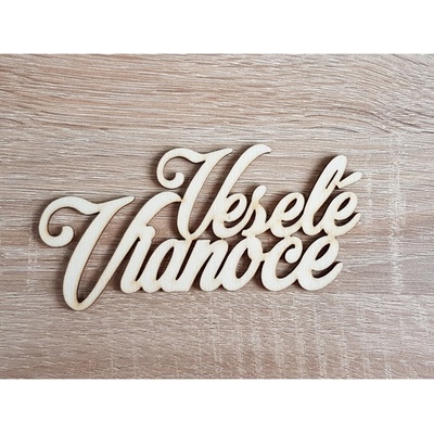 Lymfy Veselé Vianoce 130x63mm prírodné drevo