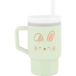 Infantino Силиконова чаша със сламка Infantino - Зайче, 270 ml, Зелена (IN308048)