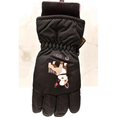 Echt Doggy detské čierne lyžiarske rukavice