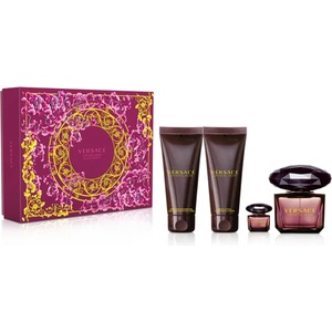 Versace Crystal Noir Подаръчен комплект, Тоалетна вода 90ml + душ гел 100ml + Мляко за тяло 100ml + Тоалетна вода 5ml, Жени