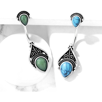 Šperky eshop ocelový piercing do pupíku filigránová čelenka s přírodním tyrkysem nebo nefritem starožitný vzhled Z31.10 Kámen: Jadeid