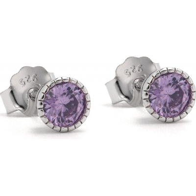 Rafity stříbrné náušnice s ametystem E0217PZ-02 fialové