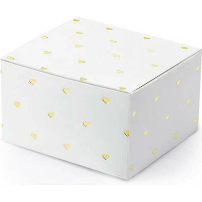 Partydeco krabička 60x35x55mm bílá se srdíčky