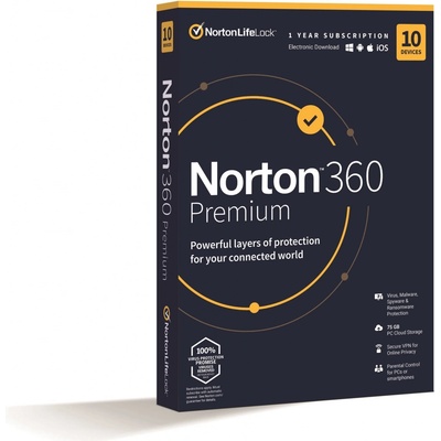 Norton 360 PREMIUM 75GB + VPN 1 lic. 10 lic. 1rok ESD (21405766) – Zboží Živě