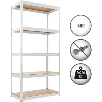 Carmen Метален стелаж star 180х90х35 см, до 250 кг на рафт - бял (3580507_1)