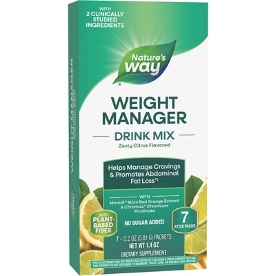 Nature's Way Weight Manager Drink Mix Формула за контрол на теглото, цитрусови плодове, 7 сашета, Nature's Way (14987)