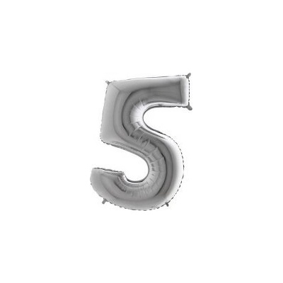 GRABO fóliový balónek ČÍSLICE STŘÍBRNÁ 5 102cm,40 nafukovací