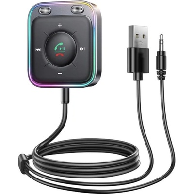 Mobilly LED Bluetooth 5.3 аудиоприемник за кола, двоен микрофон, USB, 3, 5 мм AUX