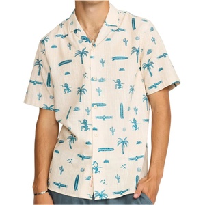 Revolution Мъжка риза с копчета Revolution Cuban Shirt Prints S/S Shirt - Offwhite II (033-3266-0211)