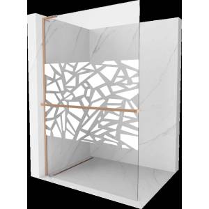 Mexen Kioto+ L стена за душ с рафт Walk-in 100 x 200 см, бял образец, четкана мед - 800-100-123-65-85 (800-100-123-65-85)