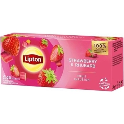 Lipton ovocný čaj Jahoda a rebarbora 20 sáčků 34 g