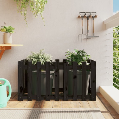 Petrashop Vyvýšený záhon plotový design černý 100x50x50 cm masiv borovice Černý
