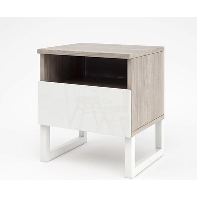 Нощно шкафче Лунар кастело грейдж и бял гланц