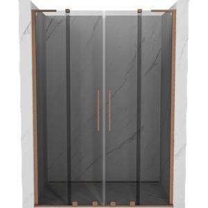 Mexen Velar L Duo плъзгащи се душ врати 150 см, графит, четкана мед - 871-150-003-42-65 (871-150-003-42-65)