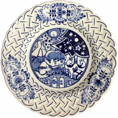Český Porcelán Dubí Cibulák Tanier Výročný 2022 reliéfny závesný 18cm Originálny