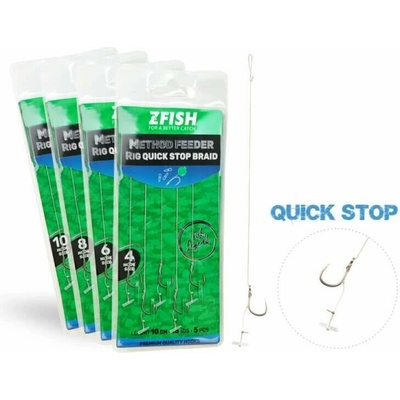 ZFISH Návazec Method Feeder Rig Quick Stop Braid 5 ks háčik č.10