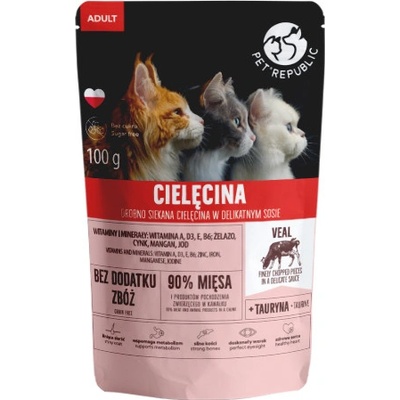 PetRepublic jemne nakrájané kúsky v jemnej omáčke z teľacieho mäsa 12 x 100 g
