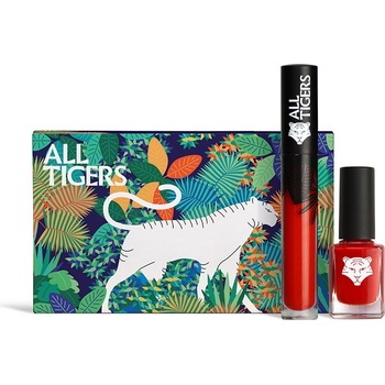 All Tigers Комплект All Tigers: Natural & Vegan Liquid Lipstick 888 Call Me Queen 8 ml + Natural & Vegan Vegan Лак за нокти 298 Hit It Big 11 ml