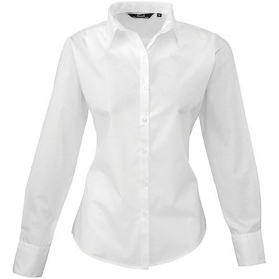 Premier Workwear dámská popelínová košile s dlouhým rukávem bílá