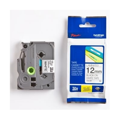 Brother originální páska do tiskárny štítků, Brother, TZE-S231, černý tisk/bílý podklad, laminovaná, 8m, 12mm, extrémně