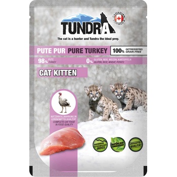 TUNDRA Kitten Pure Turkey - Премиум пауч за подрастващи котки, без зърно, с чисто пуешко месо, 100 гр