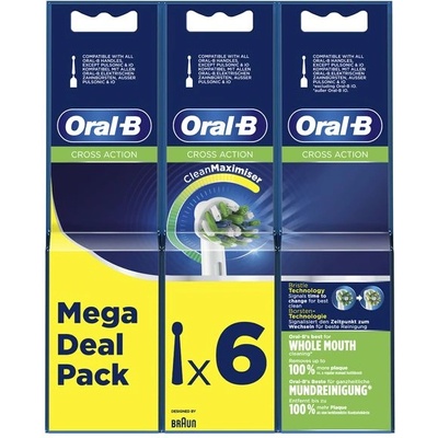Oral-B Накрайник за електрическа четка за зъби Braun Oral-B CrossAction, 6 бр , бели (REORBCRAC6)