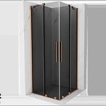 Mexen Velar Duo плъзгаща се душ кабина 100 x 100 cm, графит, четкан мед - 871-100-100-42-65 (871-100-100-42-65)