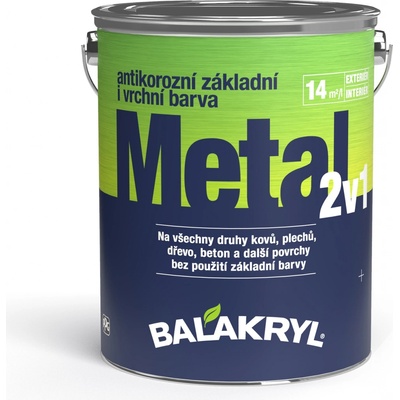 Balakryl Metal 2v1 antikorózna základná a Vrchná farba na kov 0,7 kg antracit