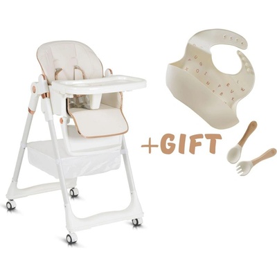Moni Детски стол за хранене с подарък Lindo бял (3801005152360)