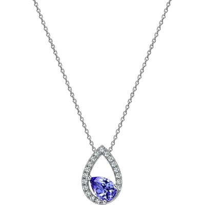 Zlaton Řetízek bílé zlato anker kapka s tanzanitem a diamanty N04082603597