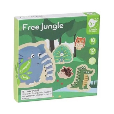 Classic world Дървена детска игра - Низанка - Животните от джунглата - Classic World (CW20115)